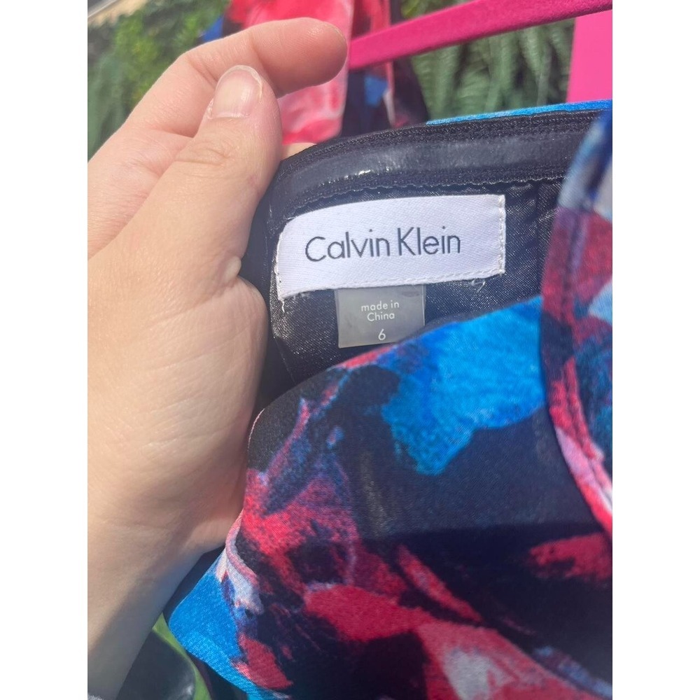 Calvin Klein Womens Off-The-Shoulder Multicolor Floral Flounce Size 6 Dress NEW - Picture 6 of 7